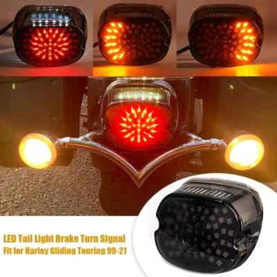 Luz trasera LED de humo freno trasera para Harley Road King Electra Glide Tour Dyna FXR Foto 1 de 4