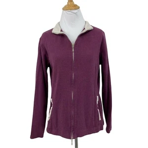 Peter Millar Golf Sweater Womens Size M Berry Purple Full Zip Long Sleeve Cotton - Picture 1 of 9