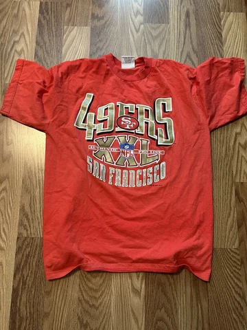 90s Vintage San Francisco 49ers Logo Athletic Large Red T-Shirt NFL Football Cover