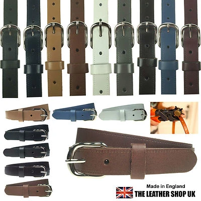 MENS WOMENS 1"-25MM REAL LEATHER GENUINE MADE IN ENGLAND JEANS BELT - Image 1 of 2