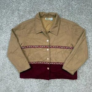 Vtg Collections Etc Wool Shirt Jacket Womens Large Short Aztec Western Bohemian - Picture 1 of 15