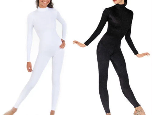 Black White Spandex Adult kid Unitard Catsuit Bodysuit Back Zip - Image 1 of 1