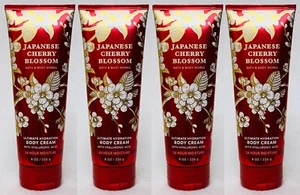 4 Bath & Body Works JAPANESE CHERRY BLOSSOM Hydration Body Cream Lotion 8 oz - Picture 1 of 2