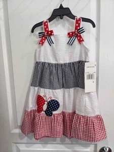 Rare Editions Little Girls 4-6X Patriotic American Flag 4th July Summer Dress - Picture 1 of 5