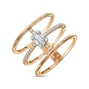 Ausgefallener Diamantring 0,15 ct 14 Karat Baguetteschliff Laborgezüchtet Rotgold zur Verlobung - Bild 1 von 4