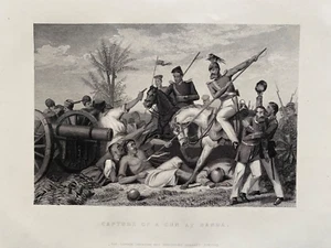 Antiker Druck von 1858; Eroberung einer Waffe bei Banda, Indien. Indianer Meuterei 1857 - Bild 1 von 2