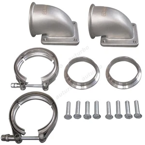 3" Vband T4 304 SS Cast Turbo Elbow Adapter + Vband Flange and Clamp Kit One Pai - Picture 1 of 1