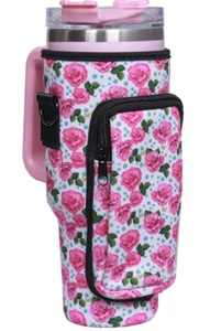 NUEVO BUTSYCOL 40 oz Vaso Bolsa Manga con Correa para el Hombro Cremallera Bolsillo Rosa - Imagen 1 de 2