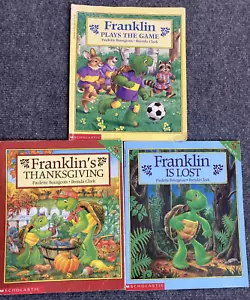 Franklin Turtle Books Lot Of 3 Mixed Children Stories Lost Game Thanksgiving - Picture 1 of 9