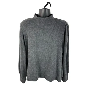J Crew Brushed Rib Puff Sleeve Mock Neck Longsleeve Sweater Grey Size 3XL Womens - Picture 1 of 11