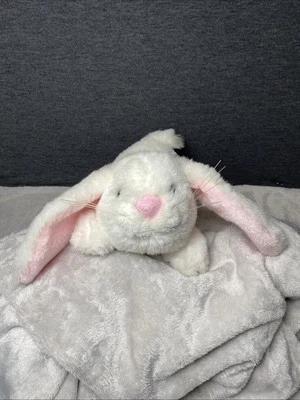 De colección Dakin Fun Granja Conejito Blanco Peluche Lazo Orejas Conejo Rosa Nariz Colocado 13"L Foto 1 de 4