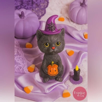 Estatua de bruja cabeza bobble gato negro nueva con etiquetas Foto 1 de 4