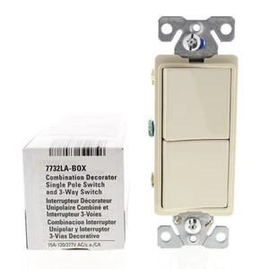 Interruptor de luz basculante DOBLE Cooper Lt Almond Decorator 1 polo/3 vías 15A 7732LA - Imagen 1 de 6