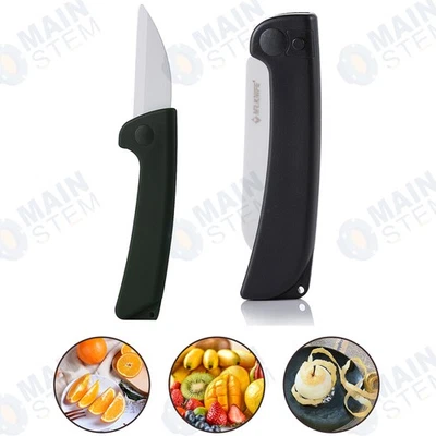 Cuchillo plegable de hoja de cerámica herramienta de cocina pelador de frutas vegetales cuchillo de bolsillo Foto 1 de 4