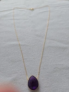 USA Made 14kt YG AMETHYST Necklace, 18"L, Ring Clasp. Lovely - Picture 1 of 13