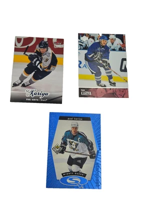 Lote de tarjetas de hockey Paul Kariya (20+) Ducks Avalanche Blues UD Fleer Topps Pacific Foto 1 de 4