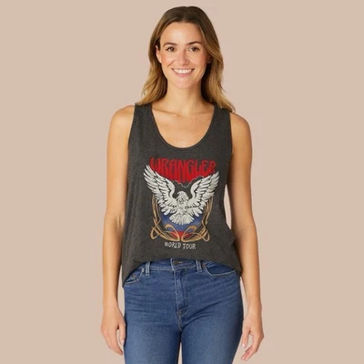 Camiseta sin mangas Wrangler Retro Eagle World Tour Logo Caviar Brezo Espalda Corredora Foto 1 de 4