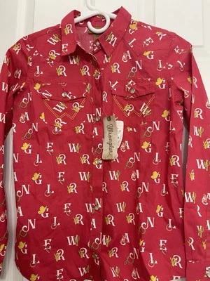 WRANGLER девочки большой длинным рукавом Western печать дизайн Snap рубашка красный - Изображение 1 из 4