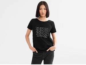 Eileen Fisher Top Womens S Black Morse Code "The Future is Female" - Picture 1 of 6