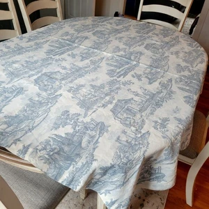 Williams Sonoma French Country Blue Toile 68 x 66" Tischdecke Baumwolle Leinen - Bild 1 von 9