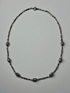 Vintage Brutalist Sterling Silver Artisan Necklace– EC Signed Abstract Links 16" - Picture 1 of 11