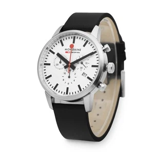 Original Mondaine Quartz Watch 41mm 5ATM Leather Band Chronograph Swiss Made Men - Picture 1 of 6