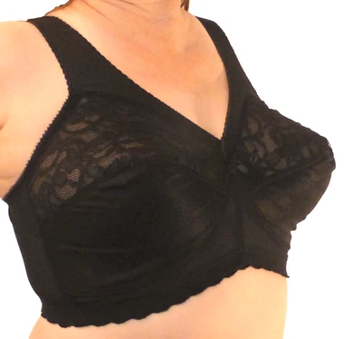 GLAMORISE SUJETADOR DE ENCAJE TRANSPARENTE COPA SUPERIOR NEGRO BANDA INTERIOR INALÁMBRICA SOPORTE 36DD NUEVO SIN ETIQUETAS Foto 1 de 4