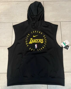 Nike NBA Los Angeles Lakers Player Issued Black Sleeveless Hoodie Size XL - Picture 1 of 4