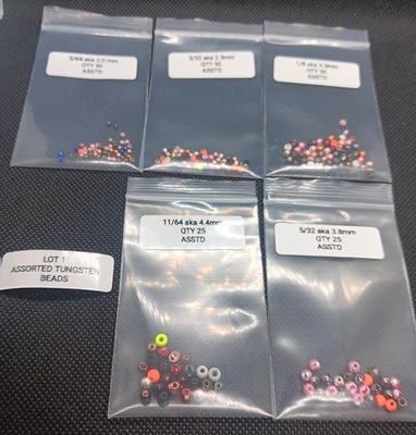 Cuentas de tungsteno premium para atar moscas - Tamaños, colores y tipos surtidos - Cuentas premium Foto 1 de 4