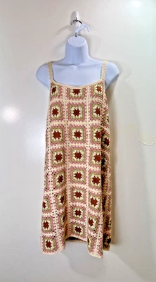 女式钩针连衣裙 S 码多色加州波西米亚节日 Coachella 全新无标签 — 第 1/4 张图片