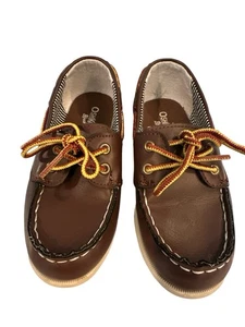 OshKosh B' Gosh Boy Brown Boat Shoes Loafers Heel Pull Tab Slip On Sz 10 VTG - Picture 1 of 6