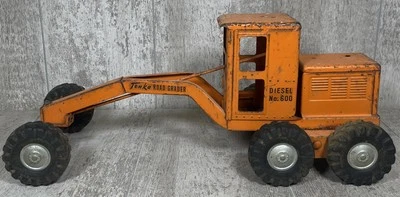 Vintage Tonka Road Grader No. 600 Pressed Steel Toy Orange - Image 1 of 4