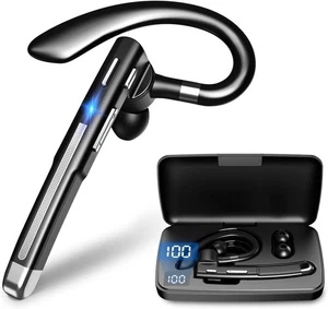 Bluetooth Headset V5.3,100 Hrs Talk Time Single-Ear Earphone, CVC8.0 Noise Cance - Picture 1 of 8