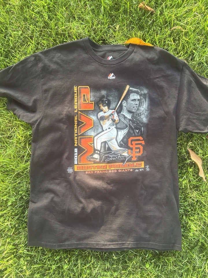 Camiseta negra majestuosa Buster Posey de los Gigantes de San Francisco para hombre talla extra grande Foto 1 de 1