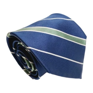 George Blue & Green Stripe Men's Silk Necktie Jacquard Fabric 57x3.5"  - Picture 1 of 5