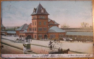 1905 Postcard: Railroad Depot / Station- Manchester, NH - Picture 1 of 1