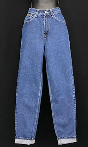 Jeans Calvin Klein vintage anni 80 vita alta, pantaloni conici cotone blu 27 32 S - Foto 1 di 8