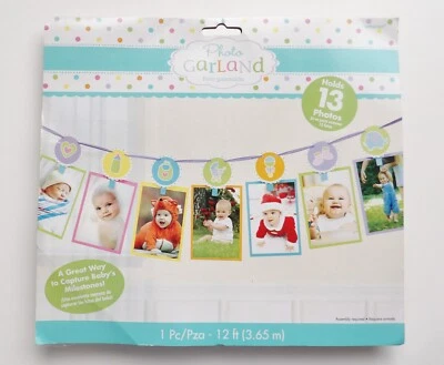 Guirnalda fotográfica hitos del bebé contiene 13 fotos en baby shower de 12 pies primer cumpleaños Foto 1 de 4
