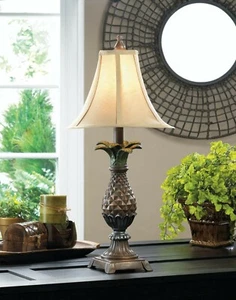 Tuscan Polyresin Polyester Cotton Style Pineapple Table Lamp Indoor Decor - Picture 1 of 2