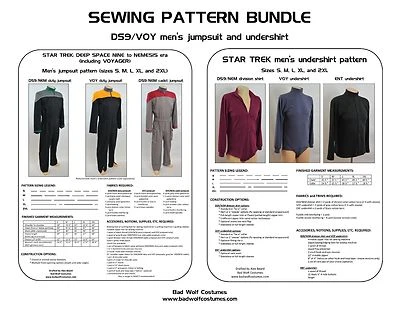 Star Trek Sewing Pattern Bundle - Starfleet uniform - DS9, VOY, NEM (men's)