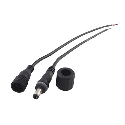1 set LED 5.5mm x 2.1mm Male to Female DC Power Connector Waterproof Cable Black - Image 1 of 4