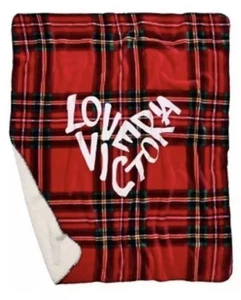 Victorias Secret Christmas Sherpa Blanket Large Plaid *LIMITED Edition * - Picture 1 of 2