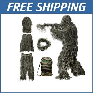 Lightweight 3D Camouflage Ghillie Suit for Hunters - Jacket, Pants & Carry Bag - Picture 1 of 9