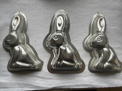 3 Schokoladenformen alte Backformen Hase Metall - Bild 1 von 4