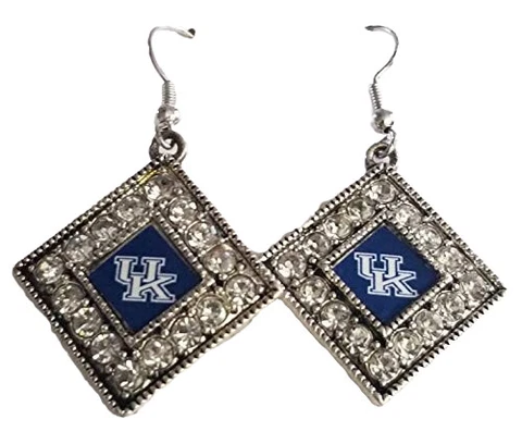 47278 Kentucky Wildcats Crystal Thick Diamond Shaped Rhinestone Pendant Earrings Cover