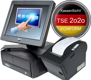BLACK KASSE TSE + KOMPAKTER 12" 30cm MONITOR TOUCHSCREEN DRUCKER GASTRO KA55-160 - Bild 1 von 1