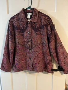 Coldwater Creek Women's Large Wool Shell/Poly Lining Boho Colorful Jacket - Picture 1 of 10