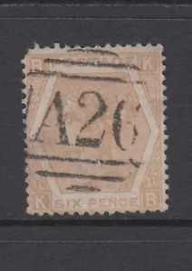 GB QV 6d Pale Buff SG123 Plate 11 Used Abroad at Gibraltar A26 Stamp SGZ47 - Picture 1 of 2