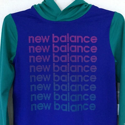 New Balance Girls Long Sleeve Hoodie Top Size 6X XS Long Sleeve Graphic Front - Image 1 of 4
