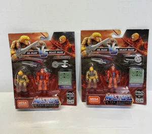 2 LOT He-Man vs Beast Man Mega Construx MOTU Masters Of The Universe Figures Set - Picture 1 of 10